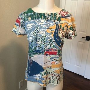 XS Quirky Camping Themed ModCloth Top